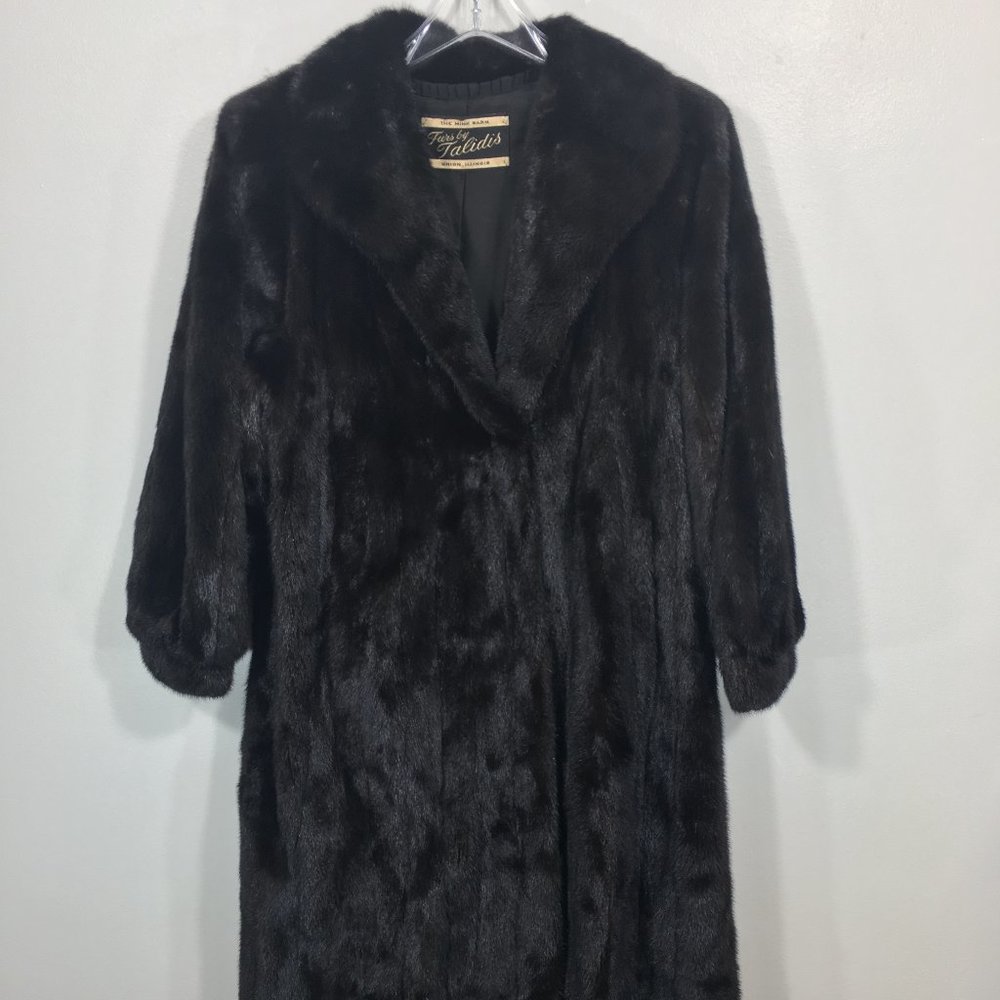 Classic MINK fur coat black Women's Medium jacket 519